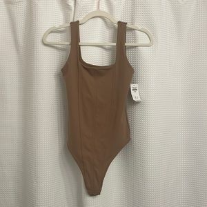 NWT Abercrombie and Fitch Brown Mocha Double Lined square neck Bodysuit size XS